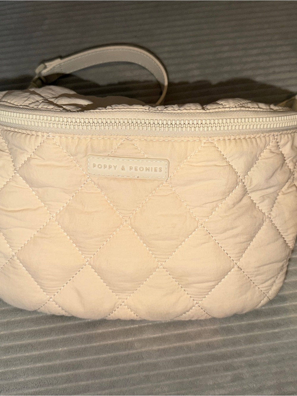 Poppy & Peonies Cream Quilted Crossbody Bag